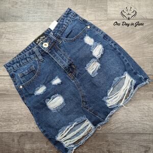 Denim Club Distressed Mini Skirt Size 6